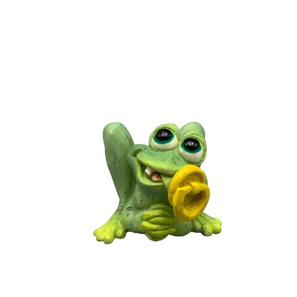Sprogz Pacifier Frog Hall 1994 Mini Figurine Resin Yellow Paci Tadpole Baby - Picture 2 of 9